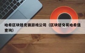 哈希区块链竞猜游戏公司（区块链交易哈希值查询）