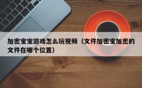加密宝宝游戏怎么玩视频(文件加密宝加密的文件在哪个位置)