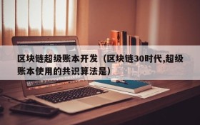 区块链超级账本开发(区块链30时代,超级账本使用的共识算法是)