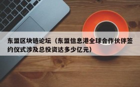 东盟区块链论坛(东盟信息港全球合作伙伴签约仪式涉及总投资达多少亿元)